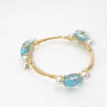 "Tarheel Blue" Murano Glass Bangle Bracelet