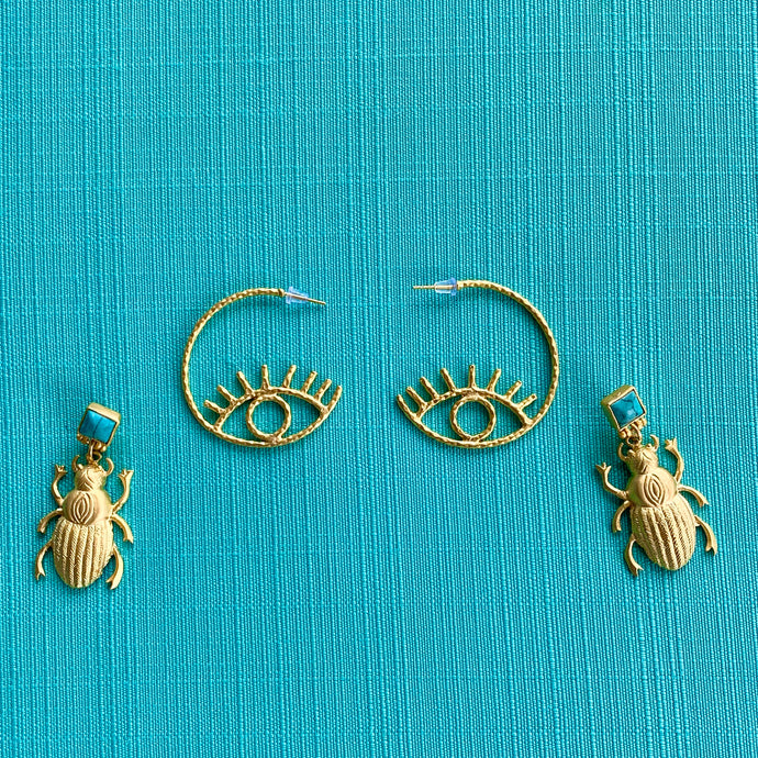 “Golden Beetle” Scarab Earrings