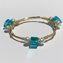 "Capri Cubes & Pearl" Bangle Bracelet
