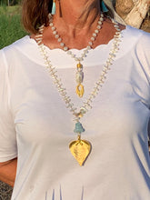 “Heart of Palm” Aquamarine Pearl Necklace
